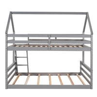 Thumbnail for Gray Twin Bunk Bed with Ladder - Casatrail.com