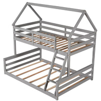 Thumbnail for Gray Twin Bunk Bed with Ladder - Casatrail.com