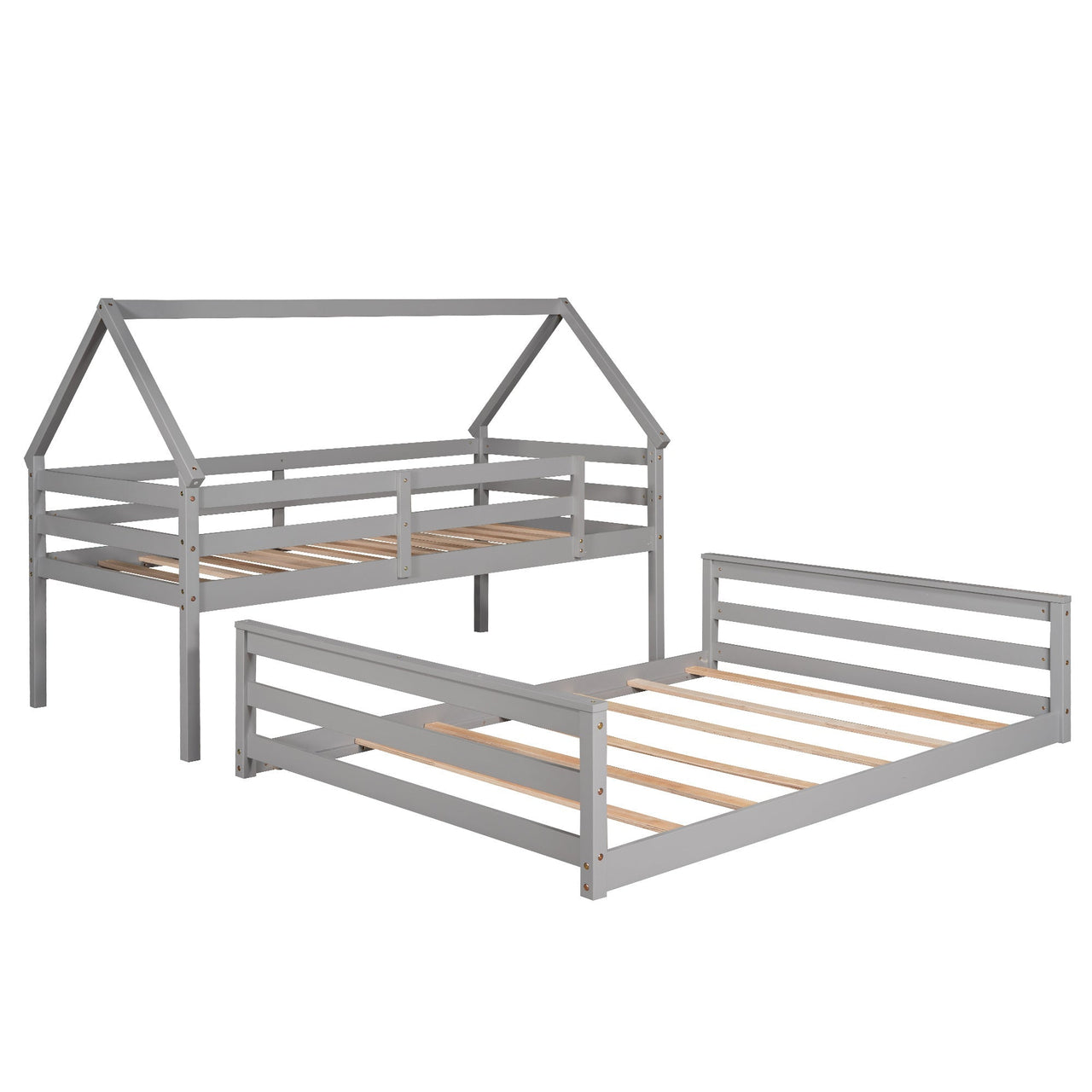 Gray Twin Bunk Bed with Ladder - Casatrail.com