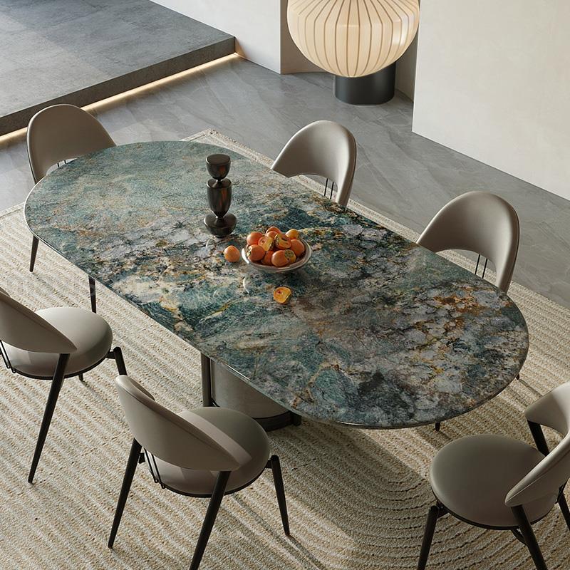 Green Glossy Kitchen Table Carbon Steel Frame - Casatrail.com