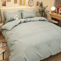 Thumbnail for Green White Lattice Duvet Cover Bedding Set - Casatrail.com