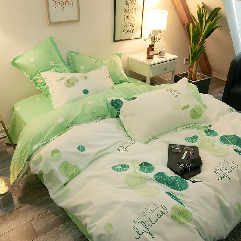 Green White Lattice Duvet Cover Bedding Set - Casatrail.com