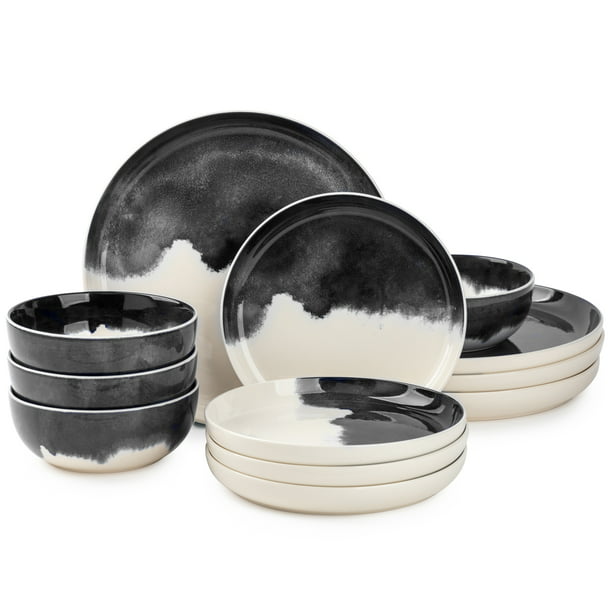 Grey Drip Stoneware Dinnerware Set - 12 Piece - Casatrail.com