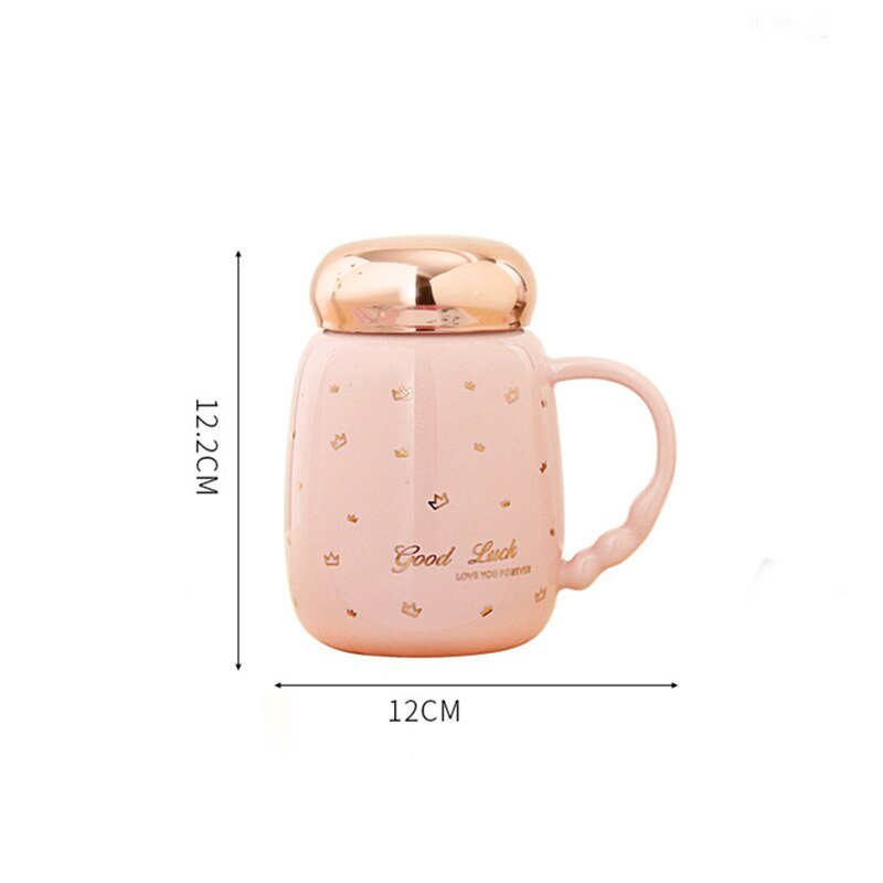 Gypsophila Ceramic Coffee Mug with Creative Handgrip and Lid - Casatrail.com