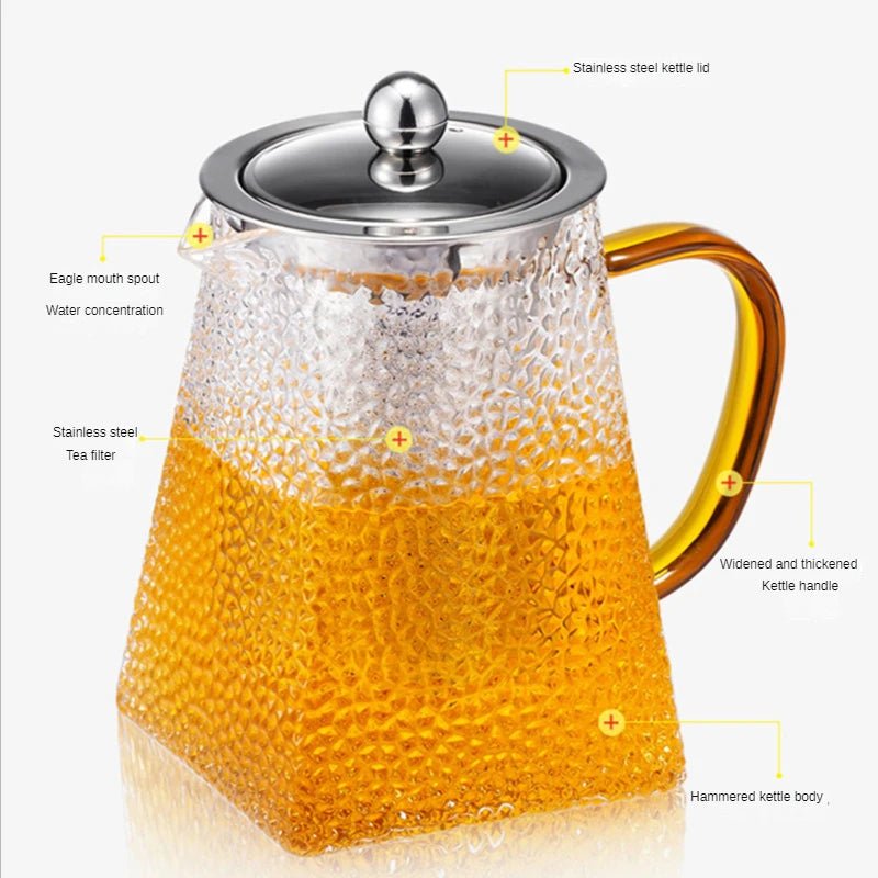 Hammer Glass Teapot With Stainless Steel Filter - Casatrail.com