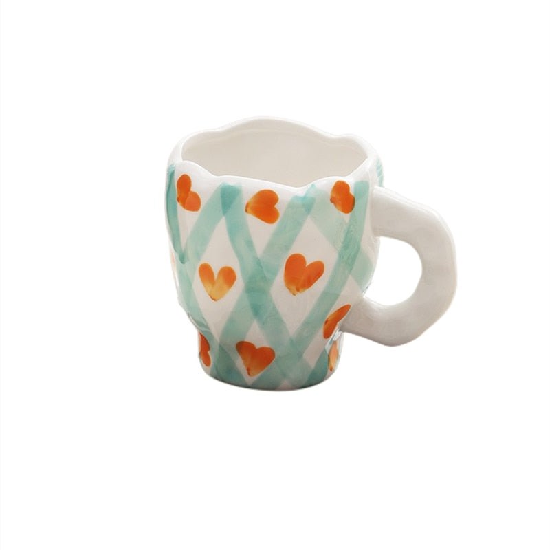 Hand - painted Flower Ceramic Coffee Cup with Saucer - Casatrail.com