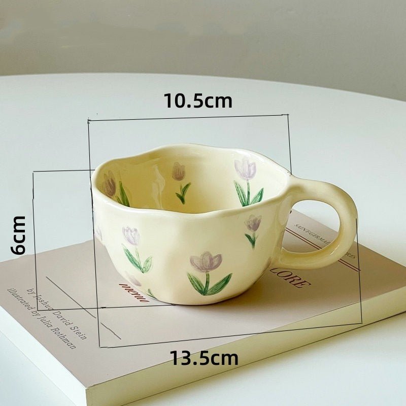 Hand Pinched Irregular Flower Ceramic Coffee Cups - Casatrail.com