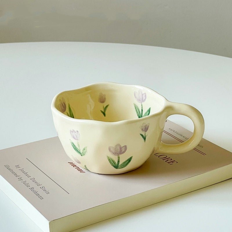 Hand Pinched Irregular Flower Ceramic Coffee Cups - Casatrail.com