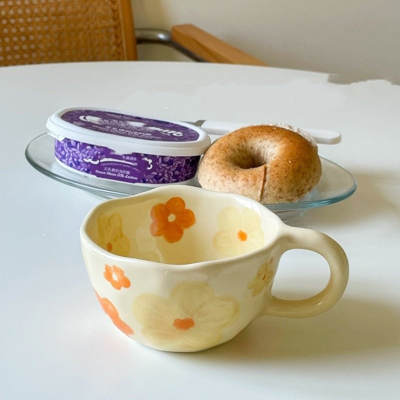 Hand Pinched Irregular Flower Ceramic Coffee Cups - Casatrail.com