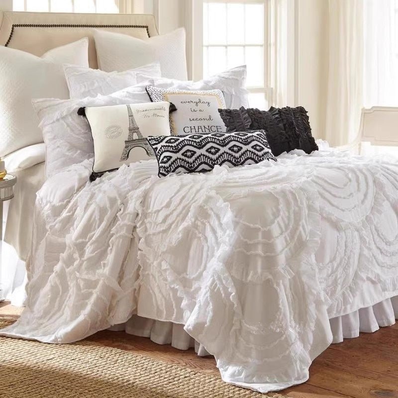 Handmade Lace Cotton Quilt Set - 3pcs Bedspread - Casatrail.com