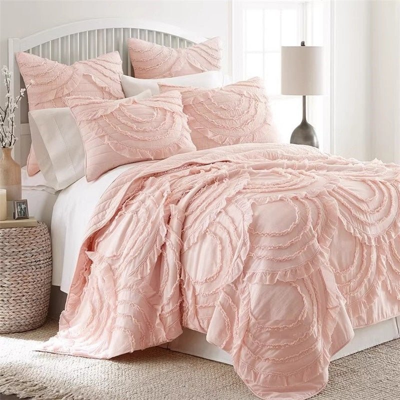 Handmade Lace Cotton Quilt Set - 3pcs Bedspread - Casatrail.com