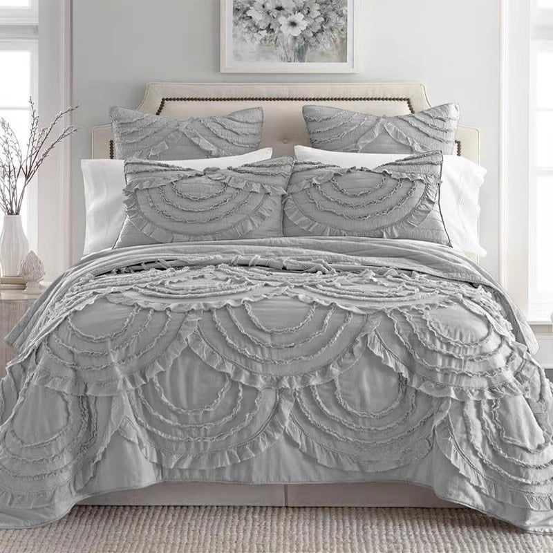 Handmade Lace Cotton Quilt Set - 3pcs Bedspread - Casatrail.com