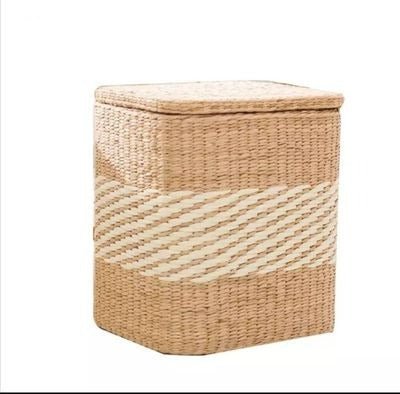 Handmade Straw Solid Wood Shoe Changing Stool Ottoman with Storage - Casatrail.com