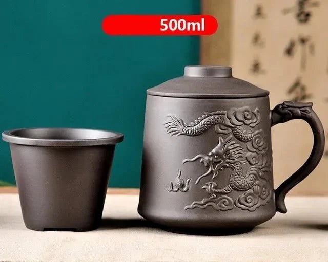 Handmade Yixing Purple Clay Tea Mug with Lid and Infuser - Casatrail.com