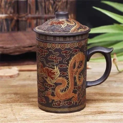 Handmade Yixing Purple Clay Tea Mug with Lid and Infuser - Casatrail.com