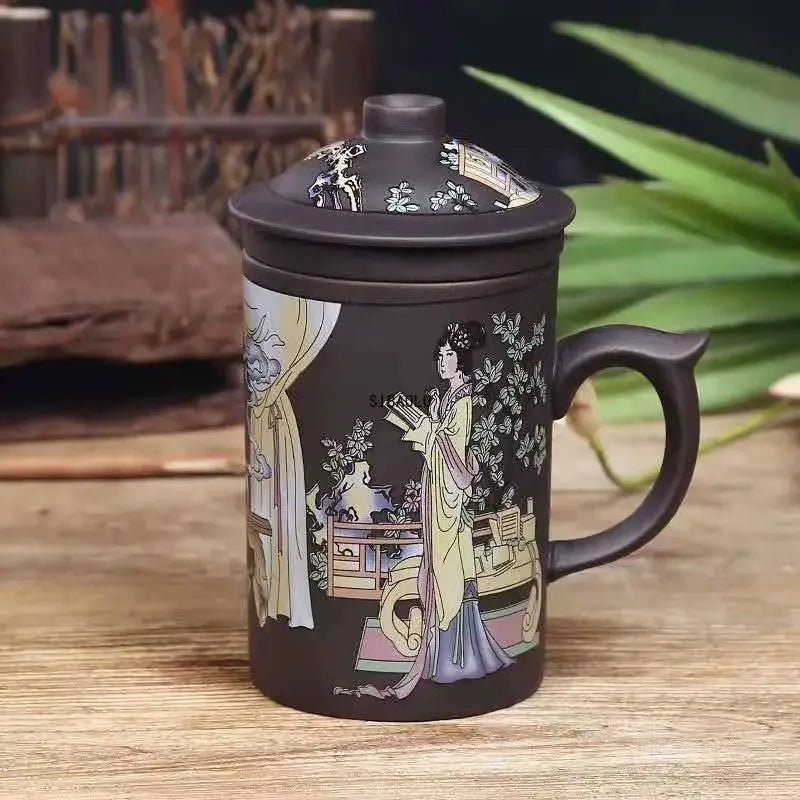 Handmade Yixing Purple Clay Tea Mug with Lid and Infuser - Casatrail.com