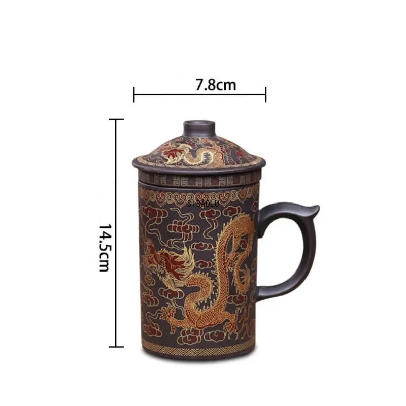 Handmade Yixing Purple Clay Tea Mug with Lid and Infuser - Casatrail.com