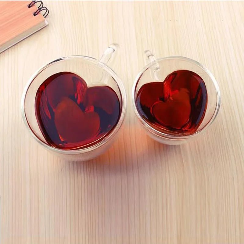 Heart Love Shape Glass Coffee Mug - Casatrail.com