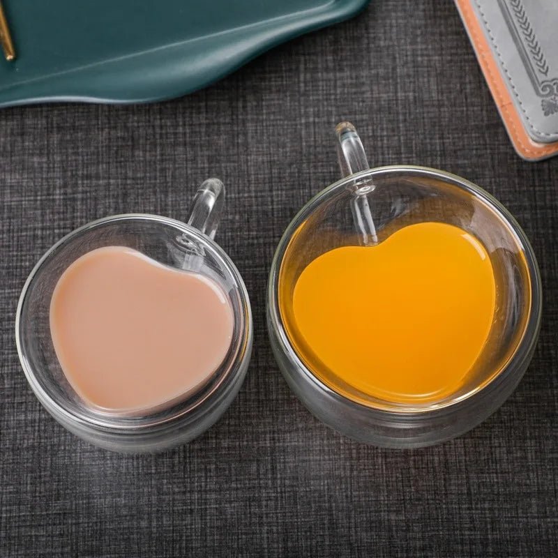 Heart Love Shape Glass Coffee Mug - Casatrail.com