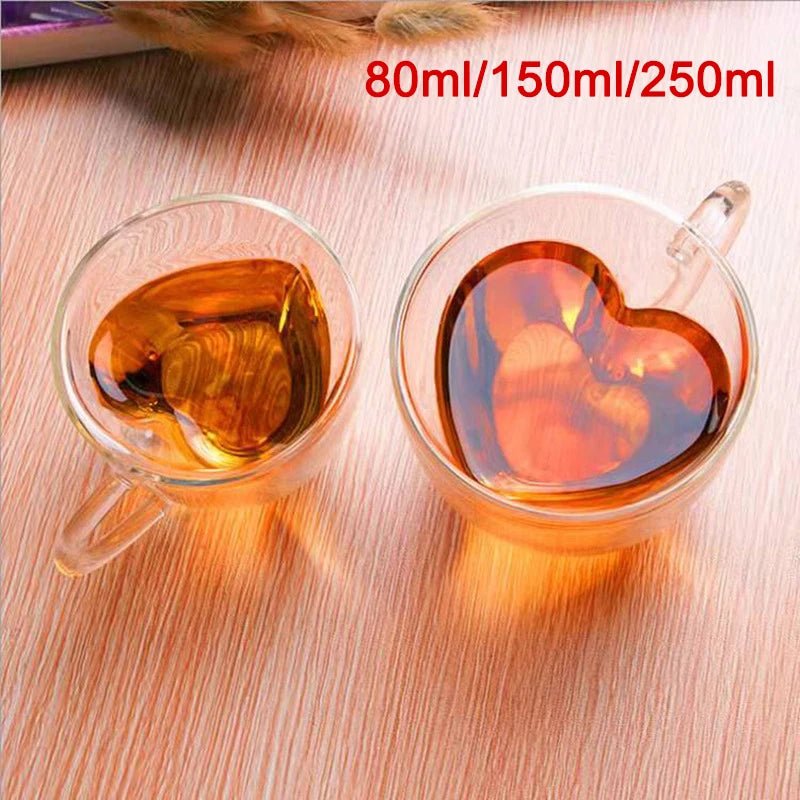 Heart Love Shape Glass Coffee Mug - Casatrail.com