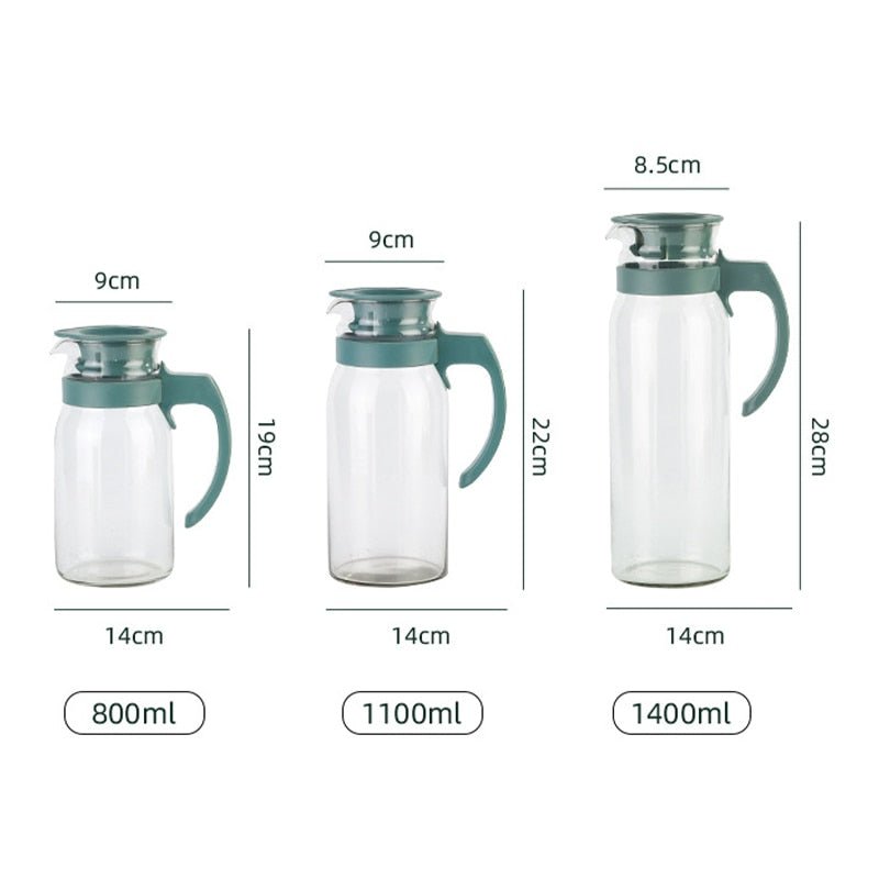 Heat Resistant Glass Water Pitcher with Lid and Handle - Casatrail.com