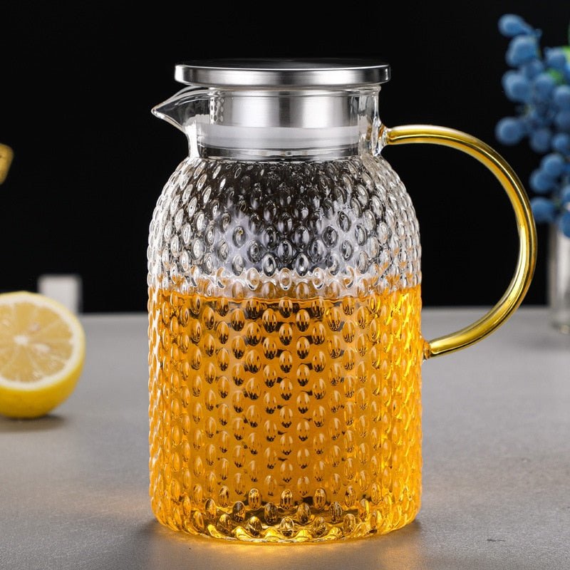 Heat Resistant Glass Water Pot with Stainless Steel Lid - Casatrail.com