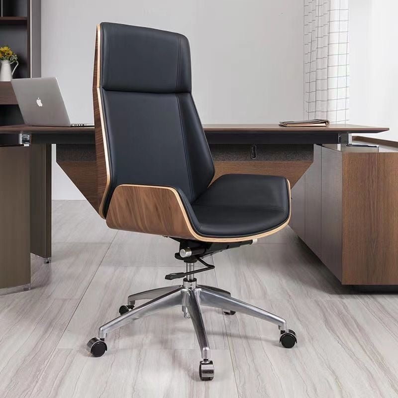 High - Back Bentwood Swivel Office Chair with Micro Fiber Leather - Casatrail.com