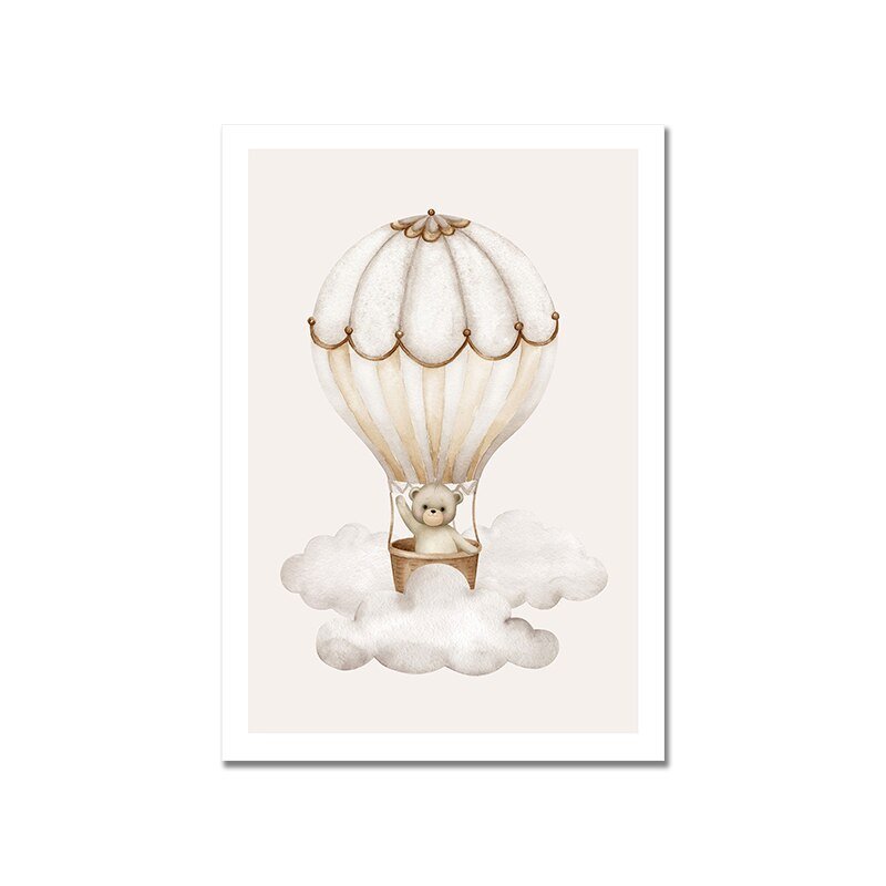 Hot Air Balloon Bear Canvas Nursery Art - Casatrail.com