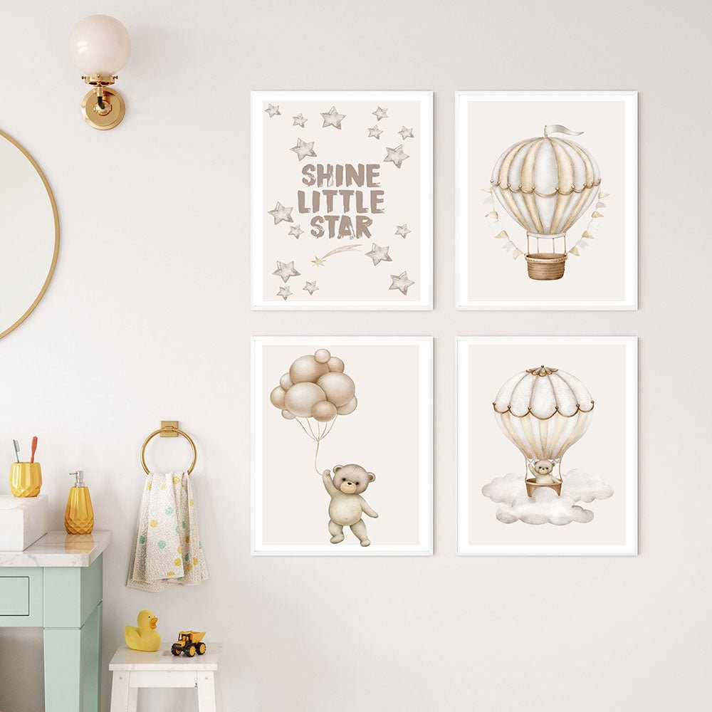 Hot Air Balloon Bear Canvas Nursery Art - Casatrail.com