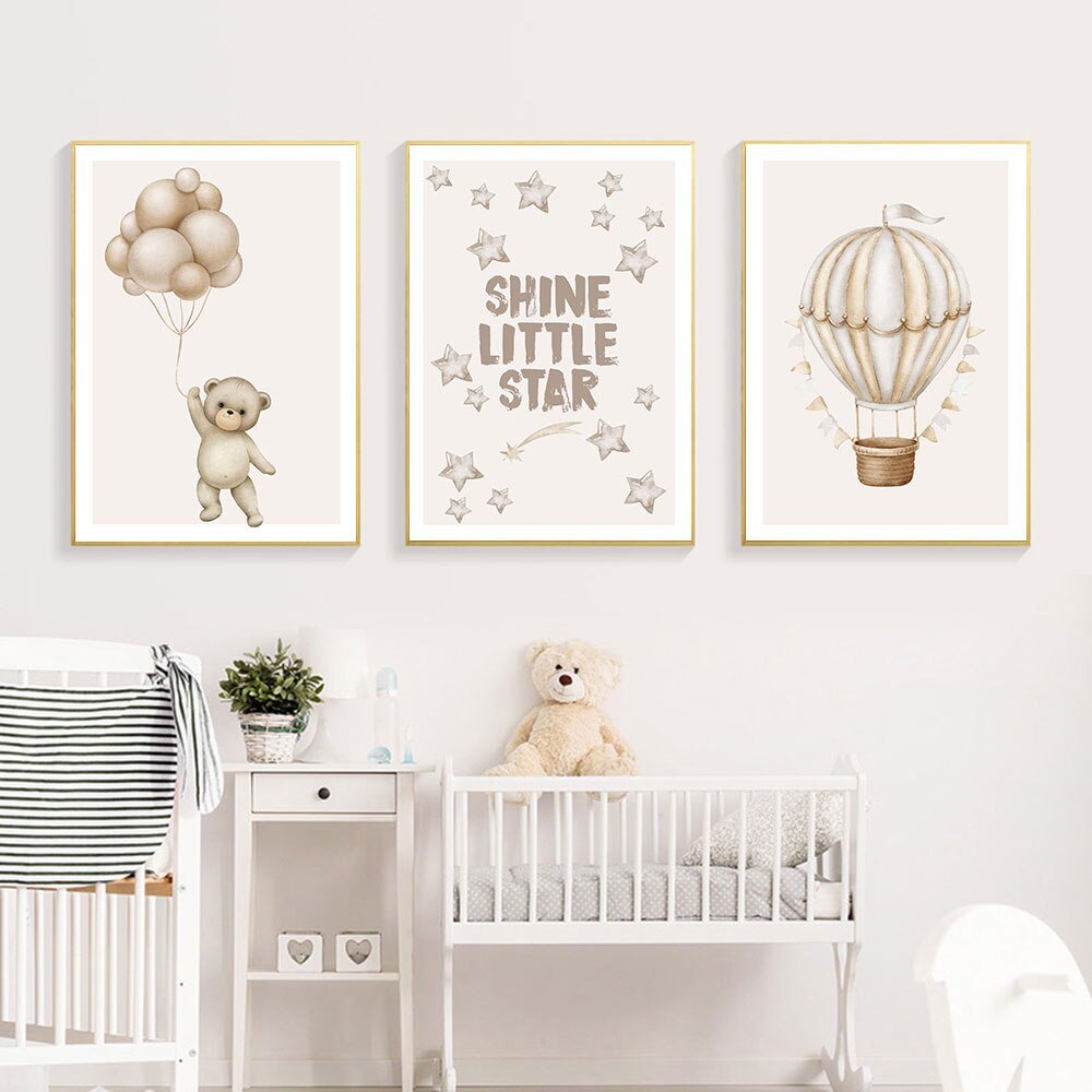 Hot Air Balloon Bear Canvas Nursery Art - Casatrail.com