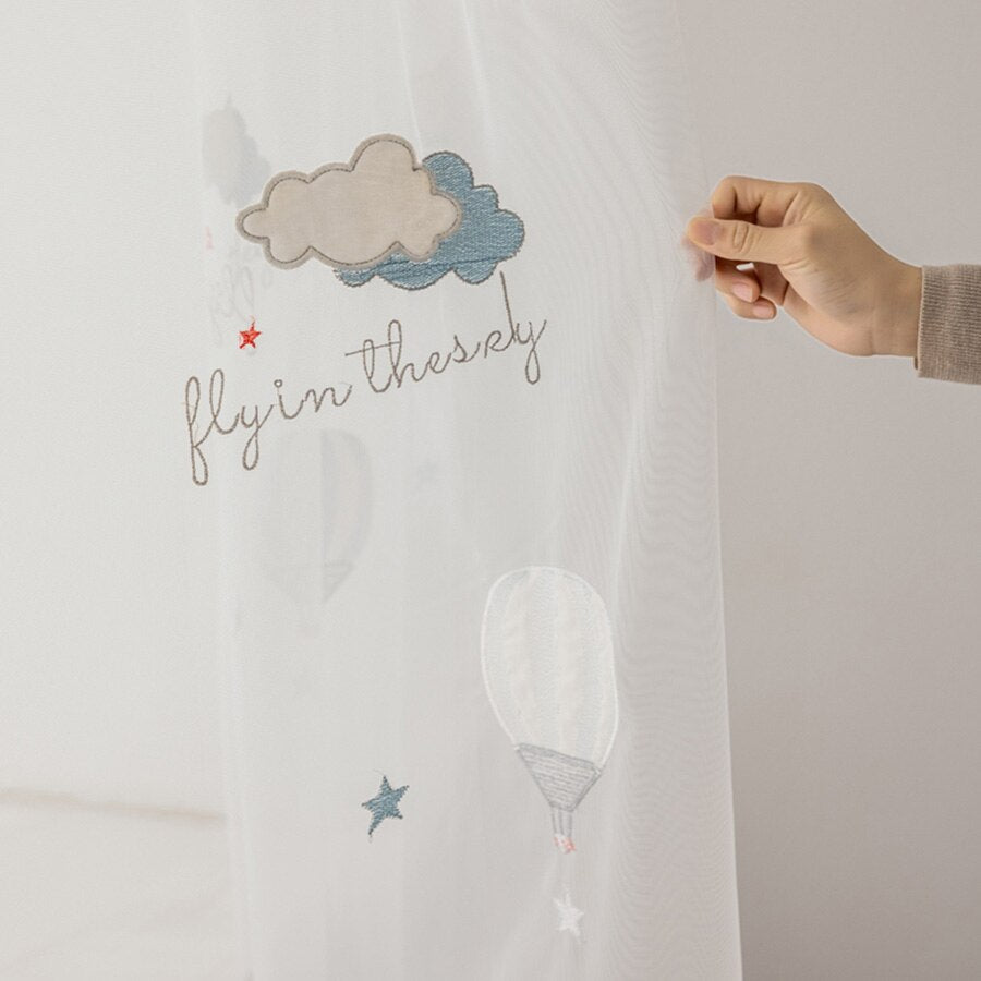 Hot Air Balloon Tulle Curtain - Embroidered Voile - Casatrail.com