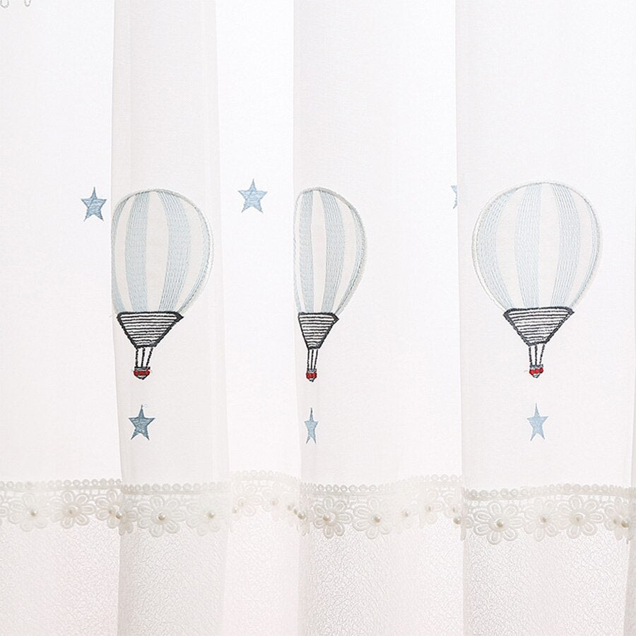 Hot Air Balloon Tulle Curtain - Embroidered Voile - Casatrail.com