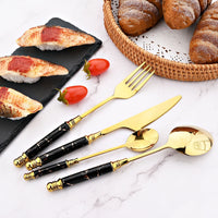 Thumbnail for Imitation Ceramic Gold Dinnerware Set with Stainless Steel Flatware - Casatrail.com