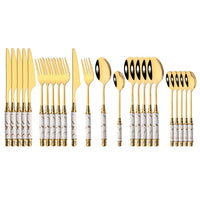 Thumbnail for Imitation Ceramic Gold Dinnerware Set with Stainless Steel Flatware - Casatrail.com
