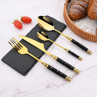 Thumbnail for Imitation Ceramic Gold Dinnerware Set with Stainless Steel Flatware - Casatrail.com