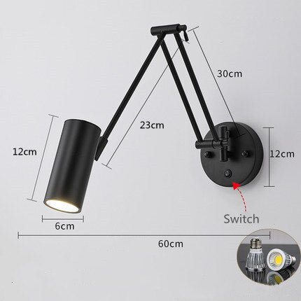 Indoor Touch Sensor Wall Lights Adjustable Swing Long Arm LED Lamps - Casatrail.com