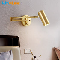 Thumbnail for Industrial Gold Black Iron LED Wall Lamp - Adjustable Swing Long Arm - Casatrail.com