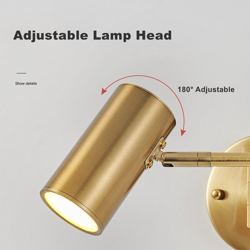 Industrial Gold Black Iron LED Wall Lamp - Adjustable Swing Long Arm - Casatrail.com