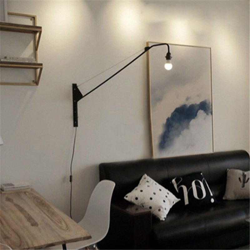 Industrial Pipe Wall Lamp with Long Arm Swing - Casatrail.com