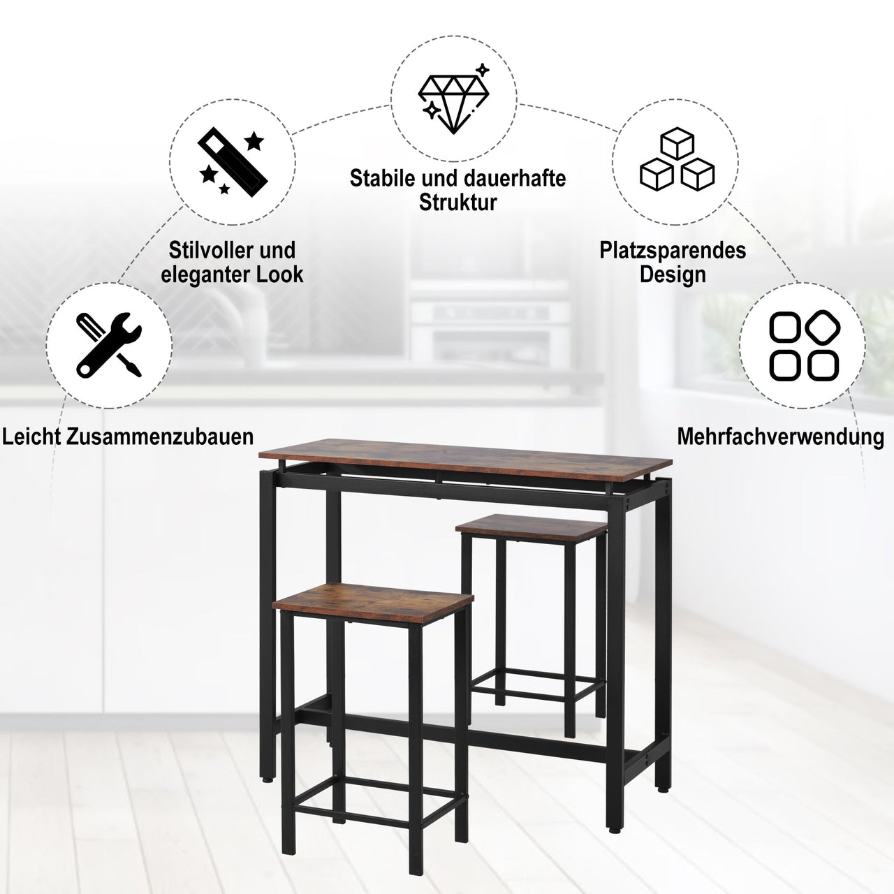 Ironwood Table and Chairs - Space Saving Dining Set - Casatrail.com