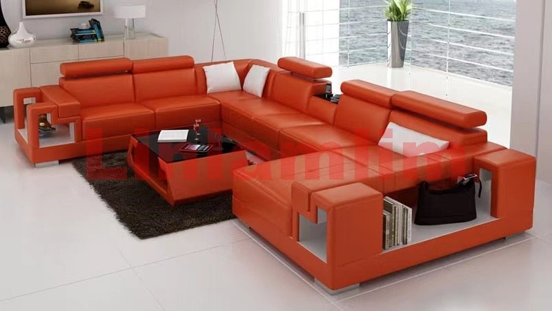 Italian Genuine Leather Sectional Sofa - Casatrail.com