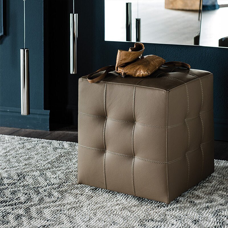 Italian Leather Mobile Seat Living Room Ottoman - Casatrail.com