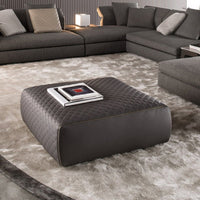 Thumbnail for Italian Square Black Leather Sofa Stool - Casatrail.com