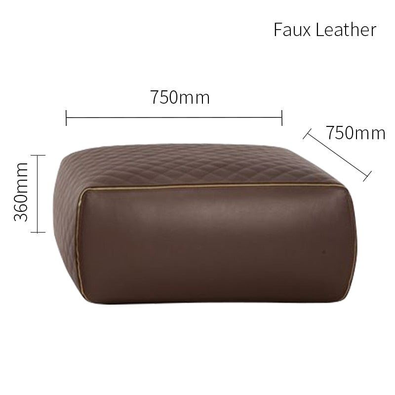 Italian Square Black Leather Sofa Stool - Casatrail.com