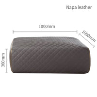 Thumbnail for Italian Square Black Leather Sofa Stool - Casatrail.com