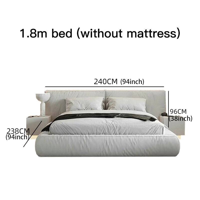 Italian Style Matrimonial Double Bed with Ivory Headboard - Casatrail.com