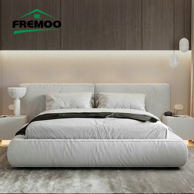 Italian Style Matrimonial Double Bed with Ivory Headboard - Casatrail.com