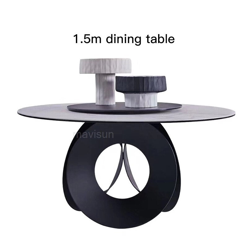 Italian Style Round Dining Table with Turntable - Casatrail.com