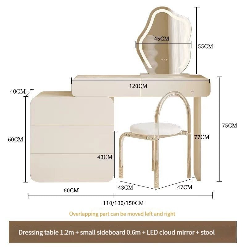 Ivory White Dressing Table with Acrylic Chair - Casatrail.com