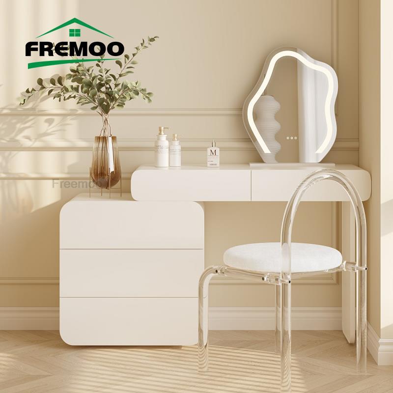 Ivory White Dressing Table with Acrylic Chair - Casatrail.com